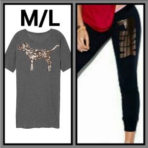 NWT VS PINK M/L BLING FOIL SET